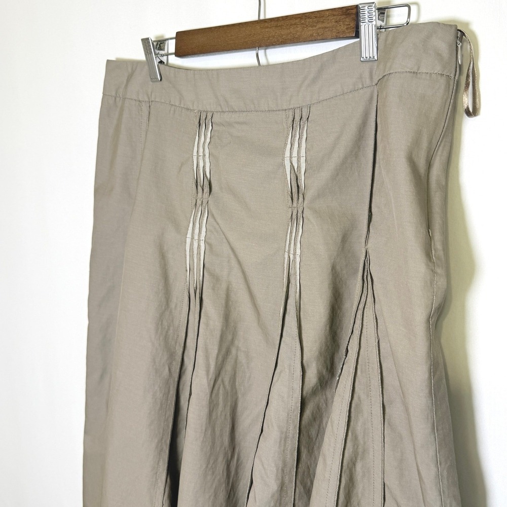 Tribal Taupe A-Line Pleated Midi Skirt Size 14 Cotton Nylon 6700O-168